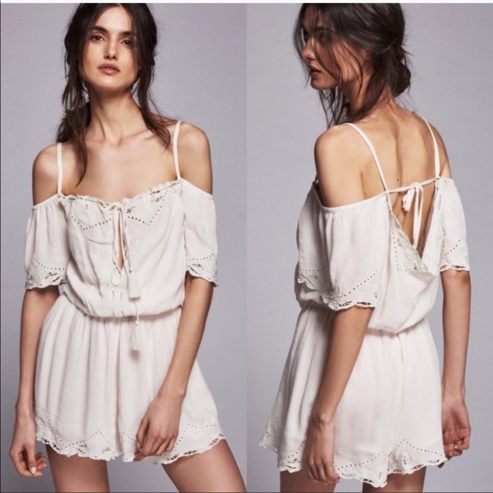 FREE PEOPLE Romance Eyelet Trim Romper